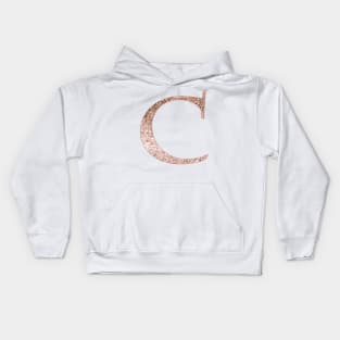 C rose gold glitter monogram letter Kids Hoodie